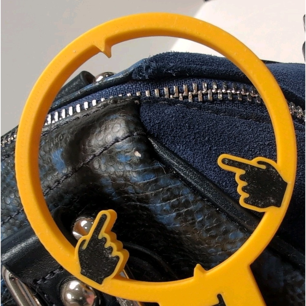 Original Sharif Couture Blue Black Satchel Crossbody Handbag Faux Leather READ - Picture 6 of 16